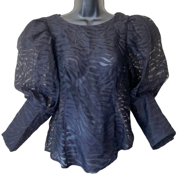Gracia Black Zebra Print Sheer Mesh Top - Picture 1 of 13